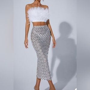 Mew Mew Feather Mesh Skirt Set